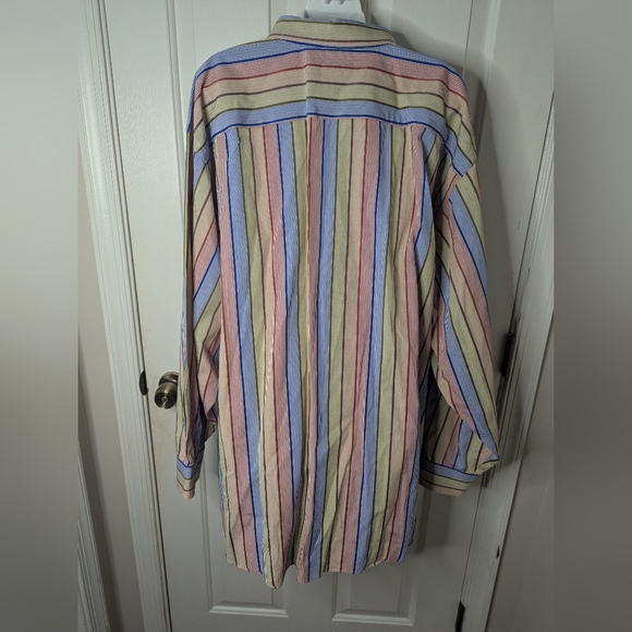 Paul Fredrick Finest 100% Cotton Striped Sport Shirt Button, Mens Size 4XL - Picture 5 of 11